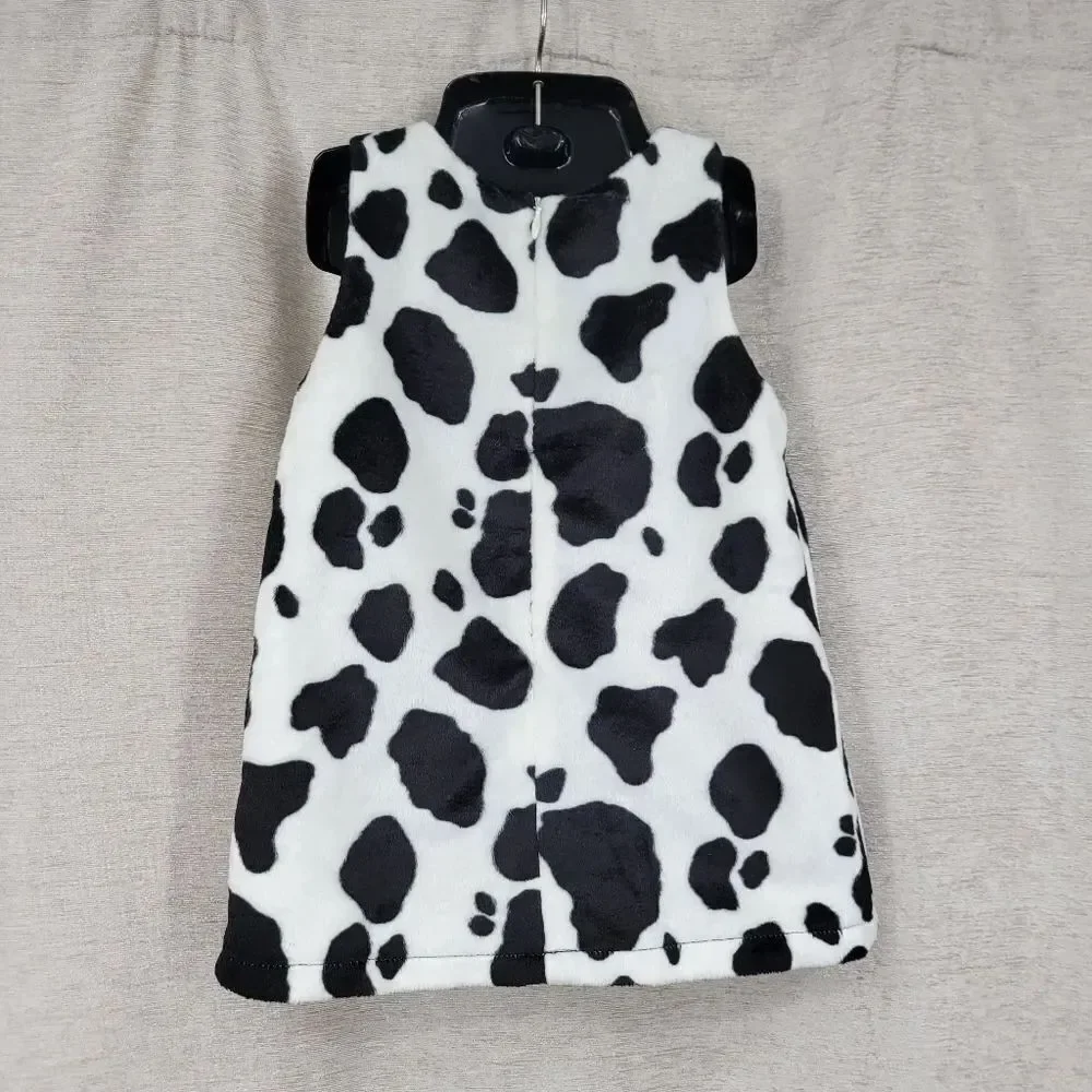 The Children's Place Black and White Girls Cow Print Shift Dress Y2K